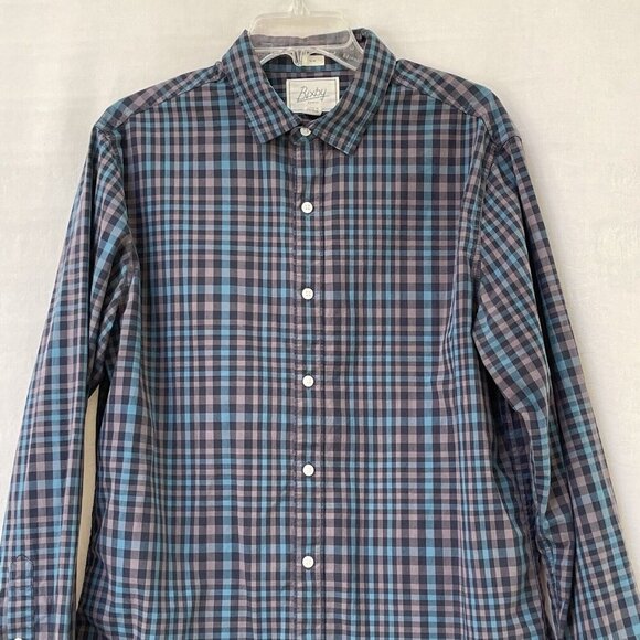 Bixby Nomad Shirt Men Large Blue Check Plaid Slim Fit Button Down Preppy Classic - Picture 6 of 10